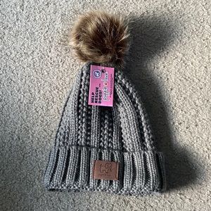 Grey puppie love beanie